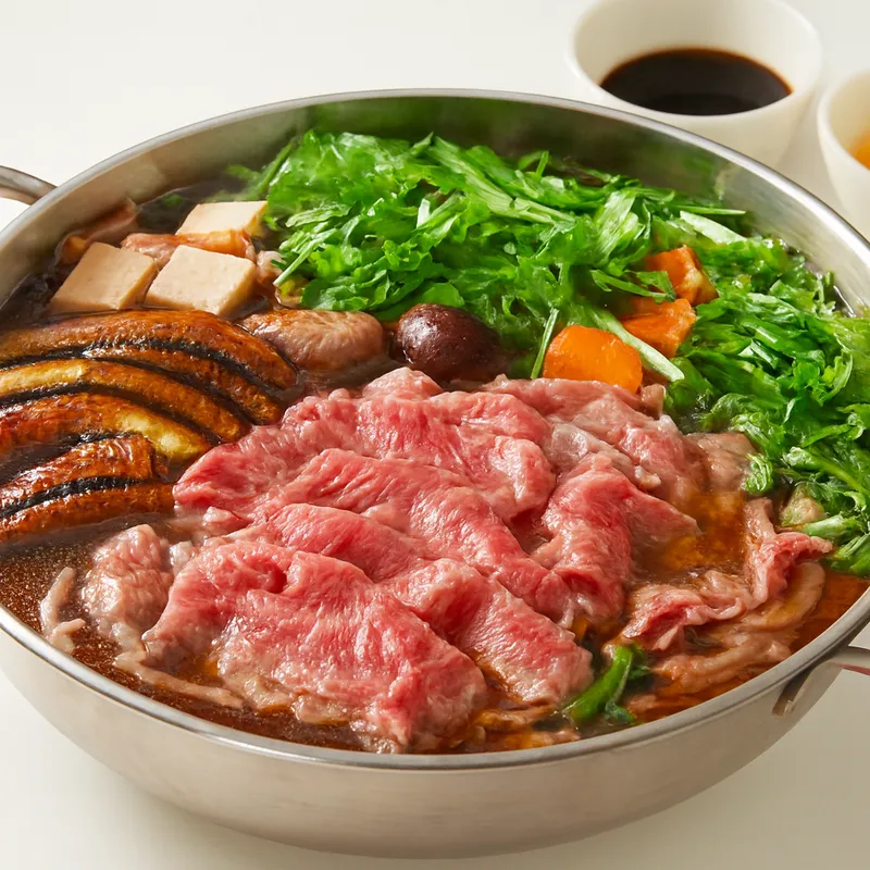 Sukiyaki with Thinly Sliced Beef and Eel