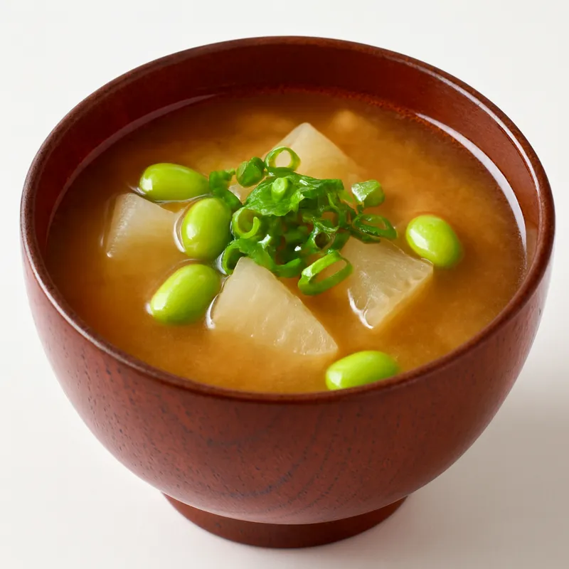 Miso Soup with Daikon and Edamame