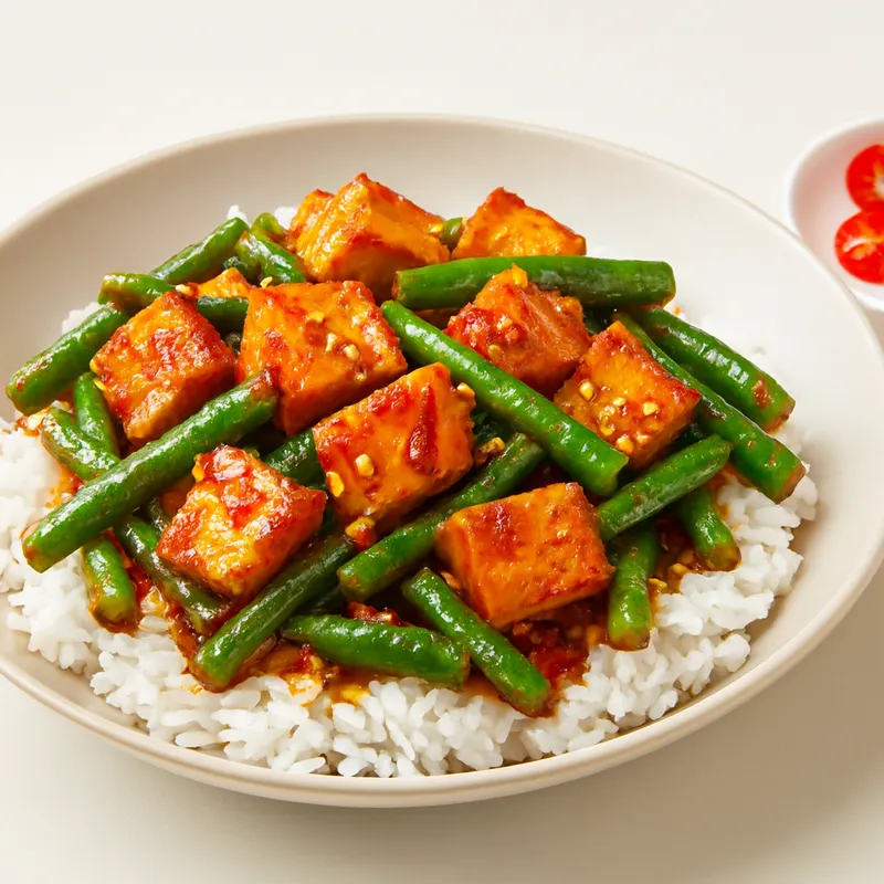 Spicy Malaysian Tofu and Long Bean Stir-Fry