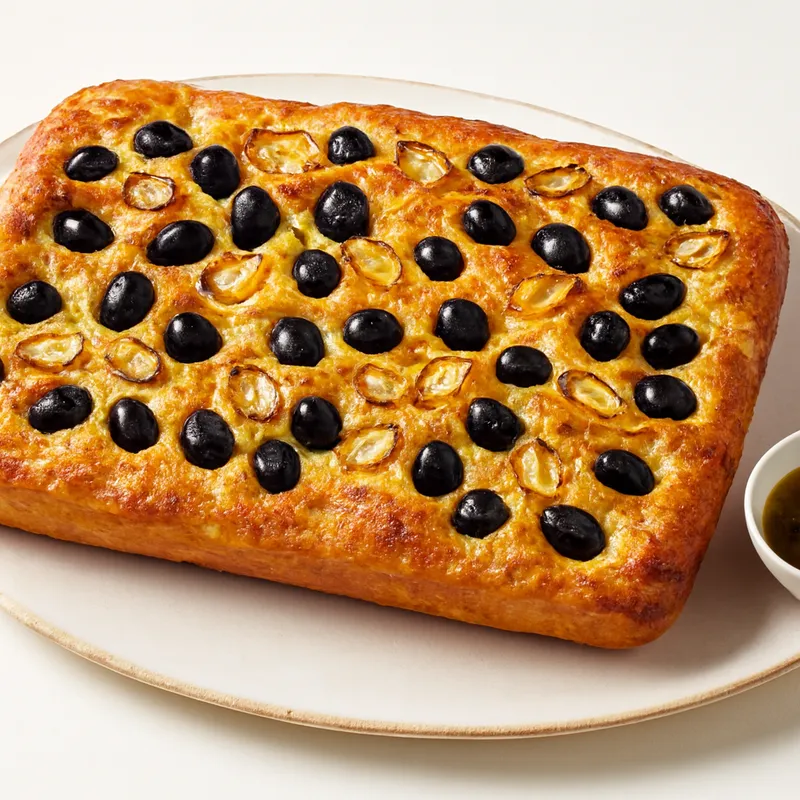 Focaccia with Black Olives and Garlic
